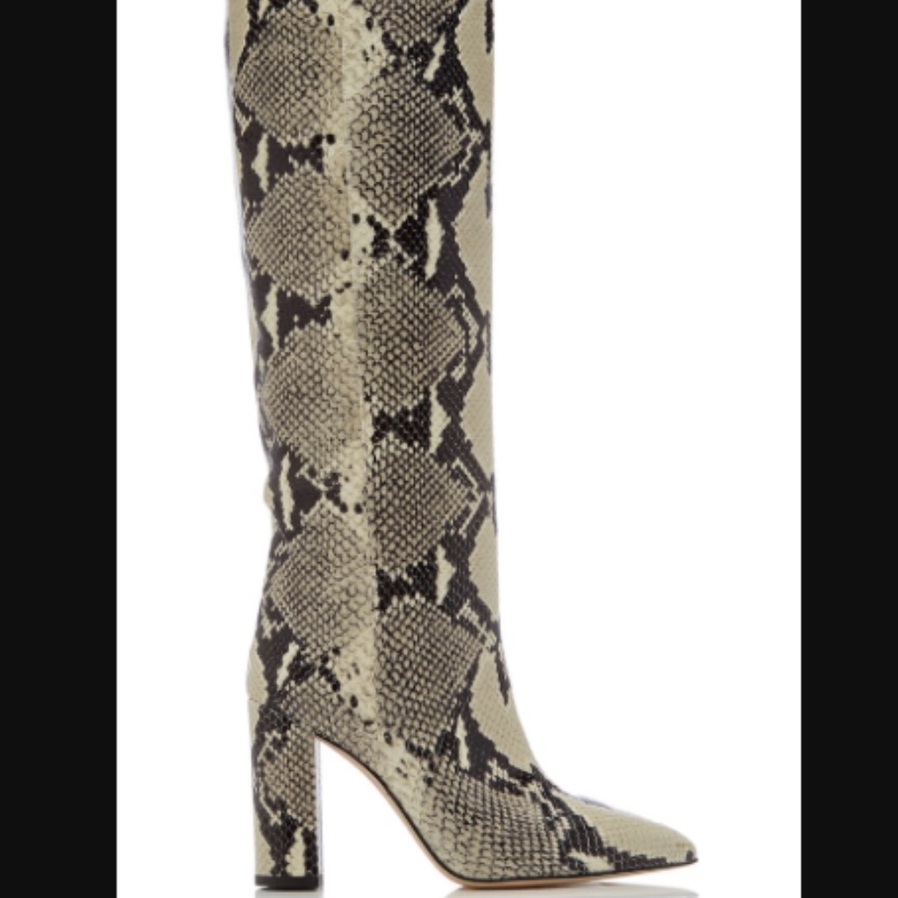PARIS TEXAS Snake-Effect Leather Knee Boots